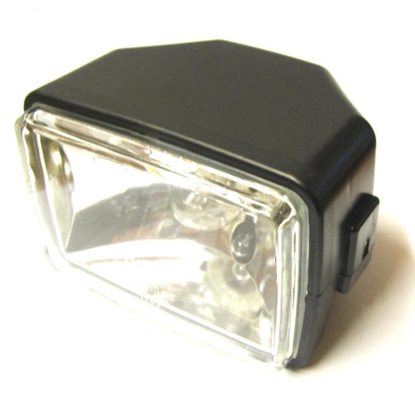 Headlight rectangular, clear glass moped