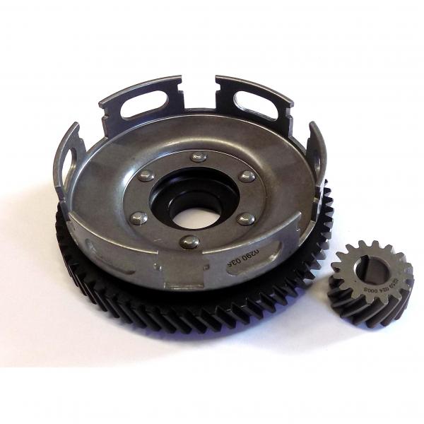 Clutch basket with drive wheel