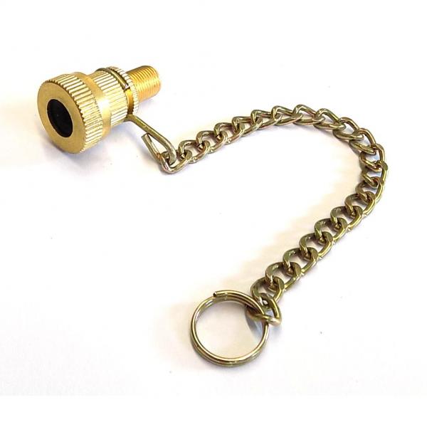 Plug nipple with chain for bicycle valve