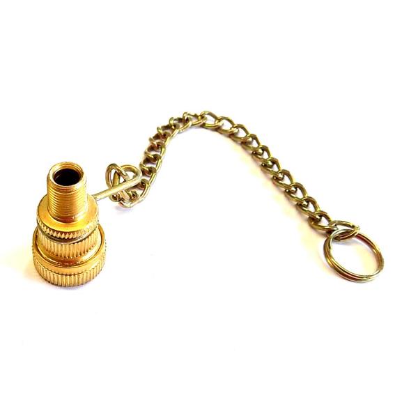 Plug nipple with chain for bicycle valve